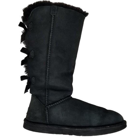 UGG Shoes - UGG Girls Bailey Bow II Boot Women Size 9 Black Triple Bow Tall 1007309Y